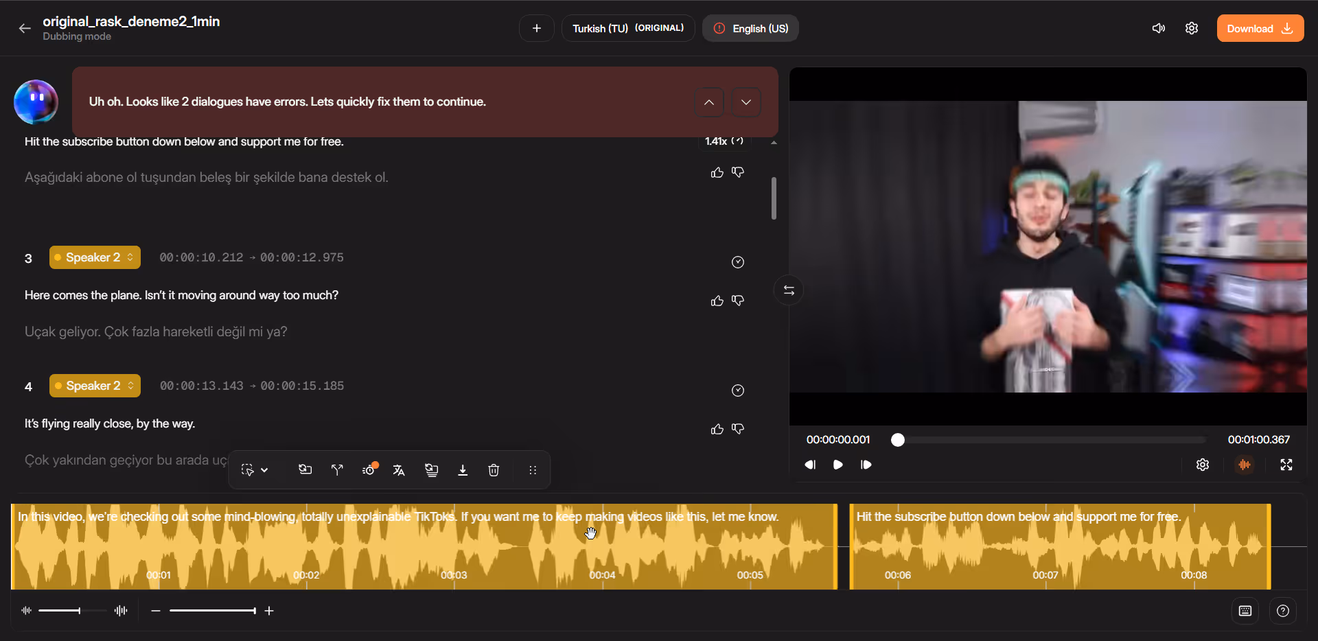 Camb.ai editor